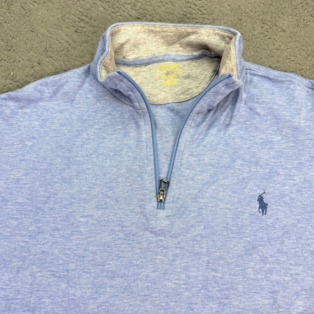 Polo Ralph Lauren Quarter Zip Pullover Men Large Blue Heather Long Sleeve 4177